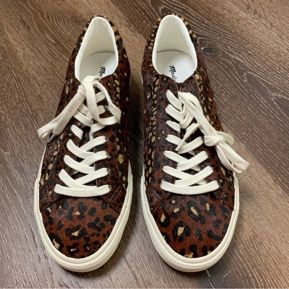 Madewell womens sidewalk low top sneakers painted leopard Color block calf hair - Picture 5 of 6